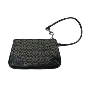 Coach Y2K Black Gray Signature C Small Wristlet Wallet Monogram Canvas & Leather